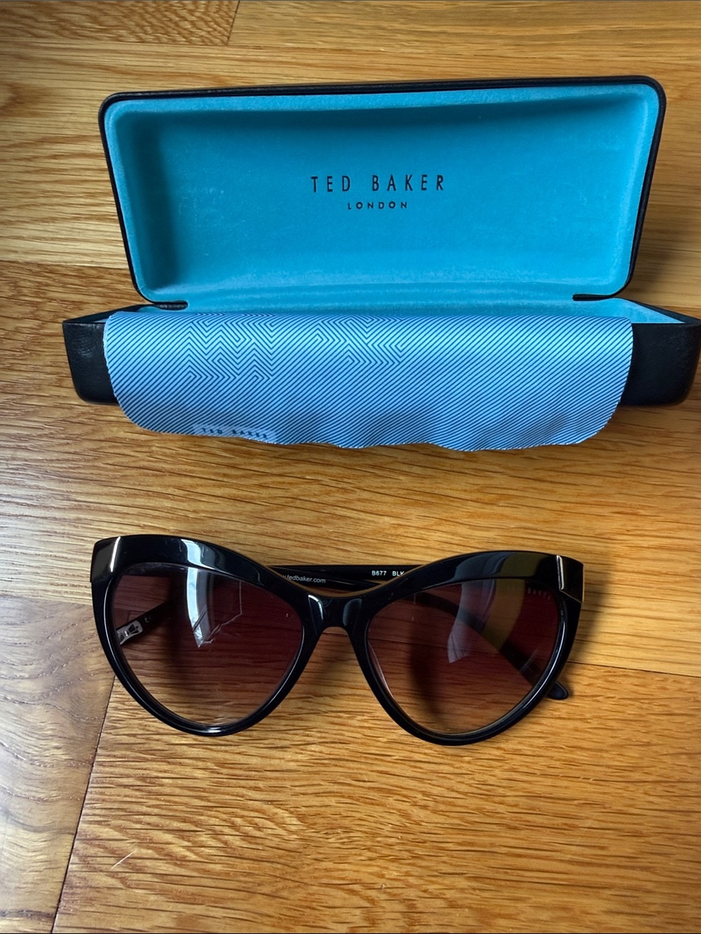 Ted Baker Black Cat-Eye Sunglasses with Black Lenses